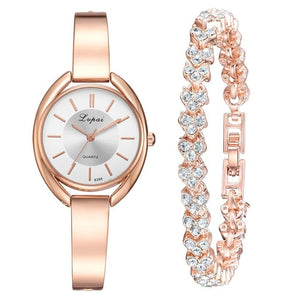 Rose Bracelet Watc Brand 2pcs Set