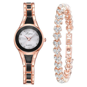 Rose Bracelet Watc Brand 2pcs Set