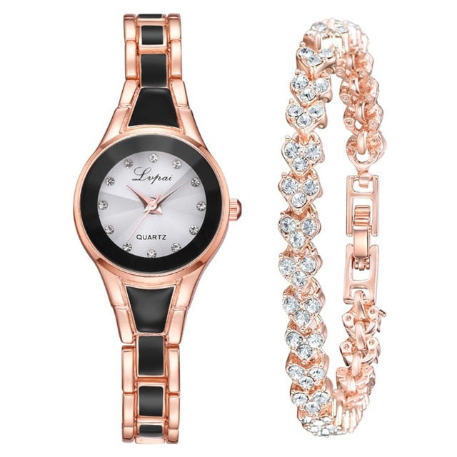 Rose Bracelet Watc Brand 2pcs Set