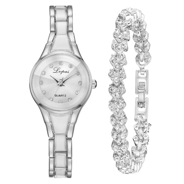 Rose Bracelet Watc Brand 2pcs Set