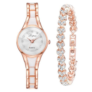 Rose Bracelet Watc Brand 2pcs Set
