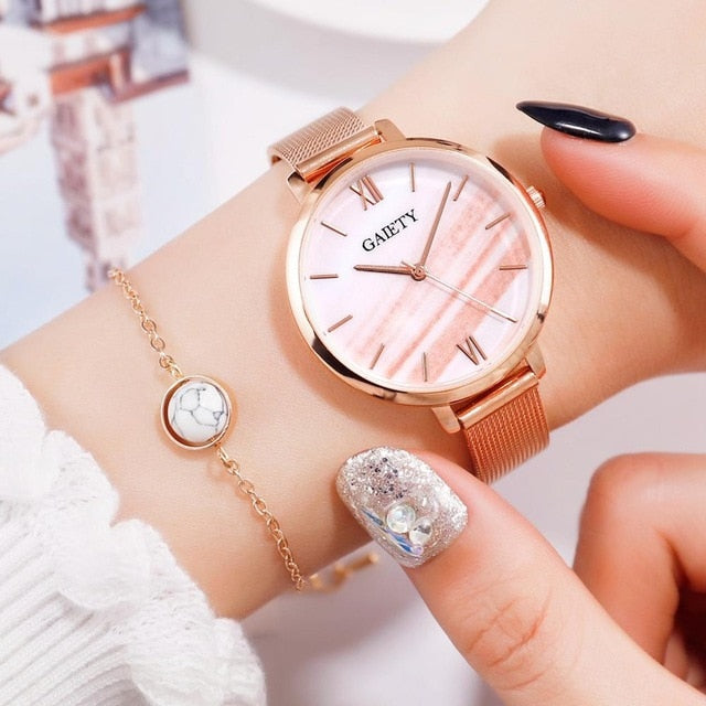 SQUARE Luxury 2 PCS Set Bracelet Watch Jewelry