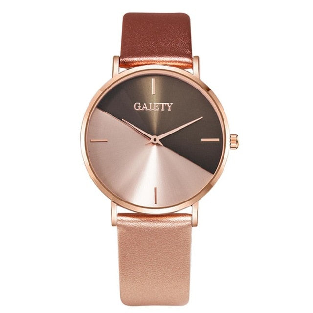 Top Brand Women's Watch Leather Rose Gold